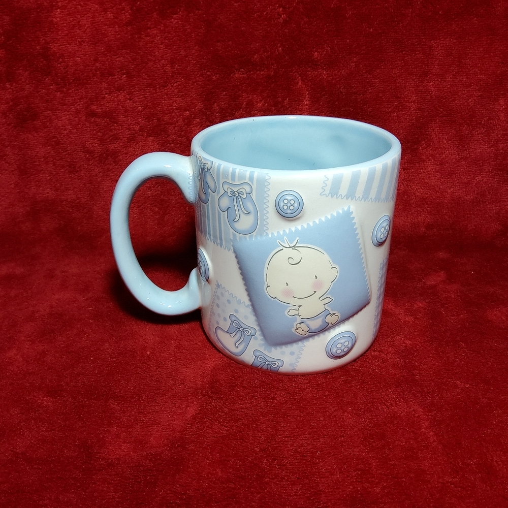 Burton & Burton Baby Boy Coffee Mug White & Blue Baby Shower Gender Reveal Craft